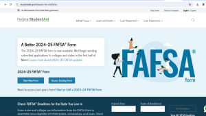 Screenshot of Federal Student Aids webpage.  https://studentaid.gov/h/apply-for-aid/fafsa